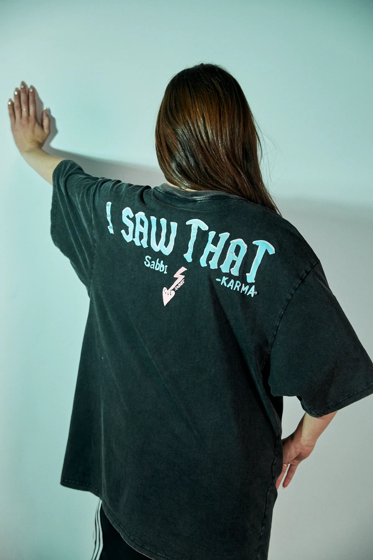KARMA QUEEN TEE - BLACK ACID WASH