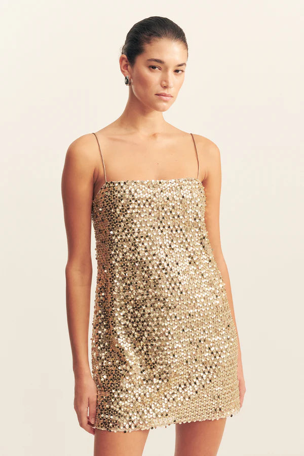 GOLD MINI DRESS - BRIA