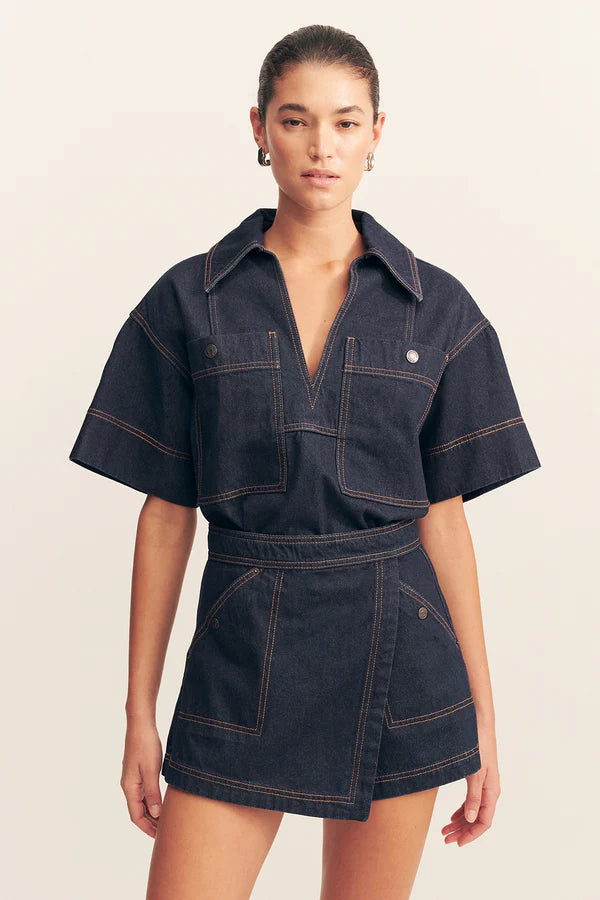 232281-WRAP DETAIL SKORT-DEEP INDIGO