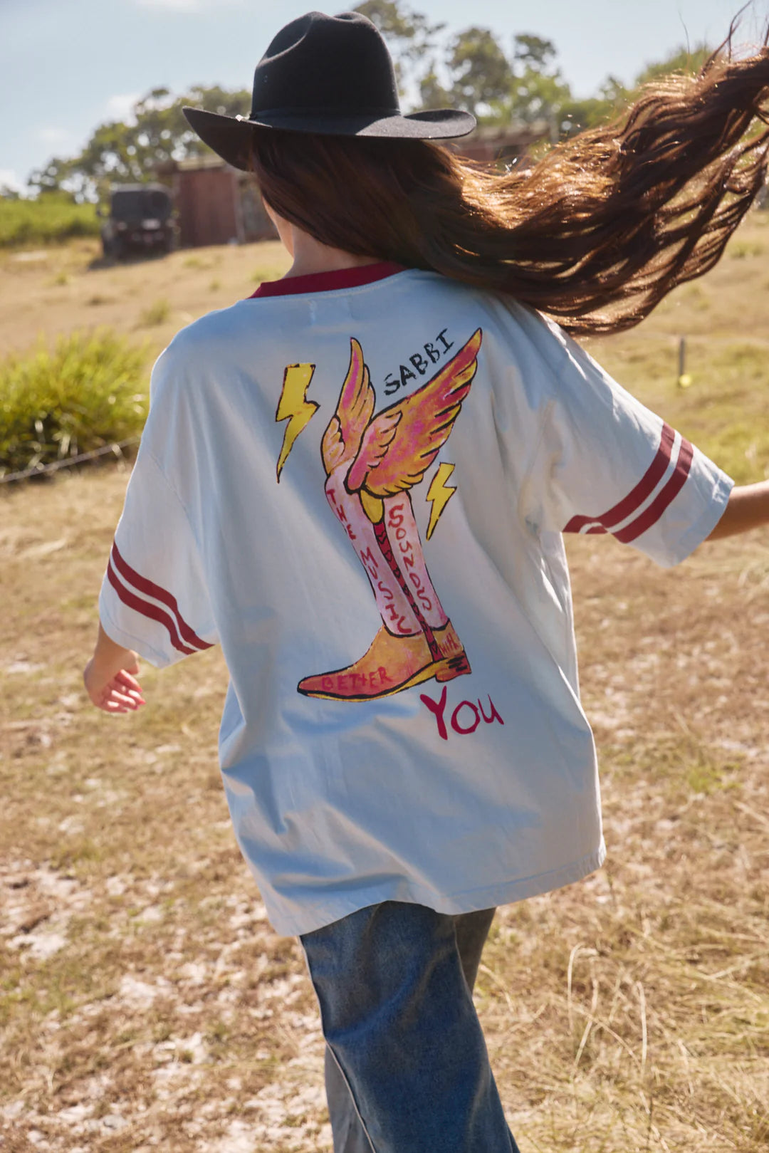 THE VERY OVERSIZED BORN ORIGINAL TEE - SKY/MAROON