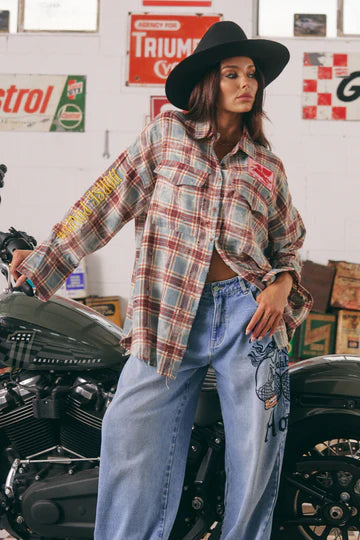 HORSE POWER FLANNEL - BURGUNDY