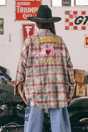 HORSE POWER FLANNEL - BURGUNDY