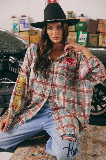 HORSE POWER FLANNEL - BURGUNDY