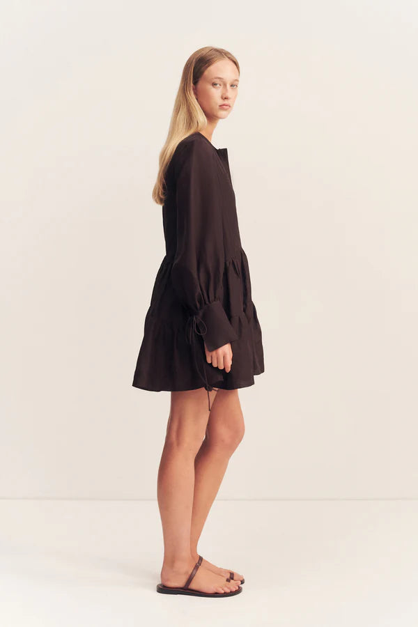 1252287 CELESTE TIERED MINI DRESS - GRANACHE
