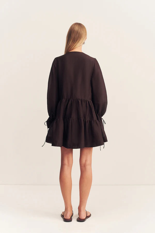 1252287 CELESTE TIERED MINI DRESS - GRANACHE