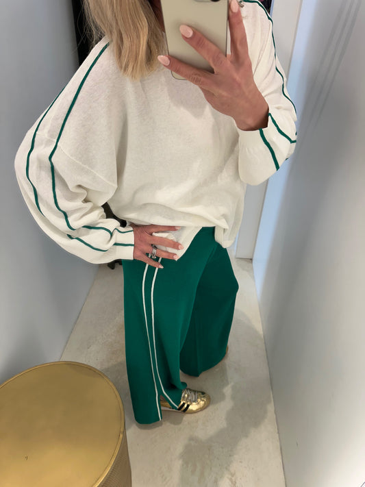 PIPPA LONG SLEEVE - CREAM & PALM GREEN