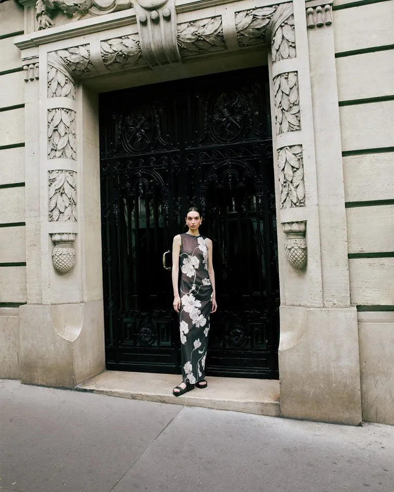 LILIAN MAXI DRESS - CHOCOLATE FLORAL PRINT