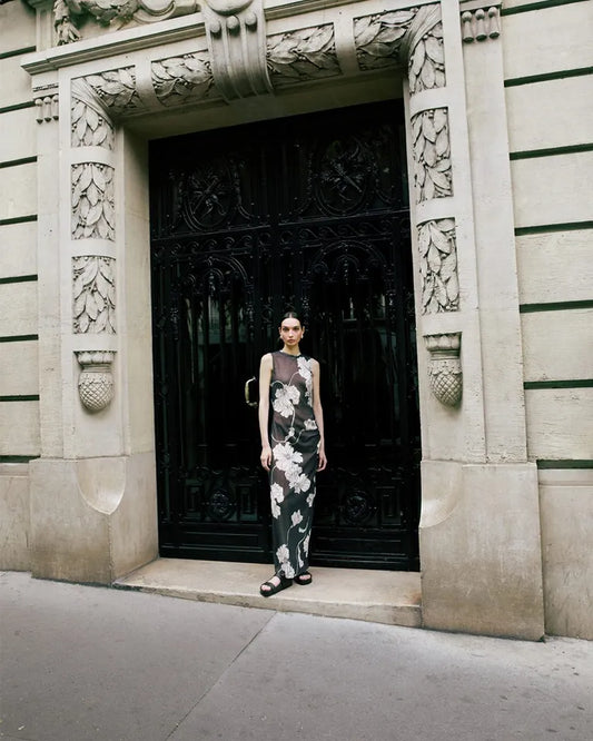 LILIAN MAXI DRESS - CHOCOLATE FLORAL PRINT