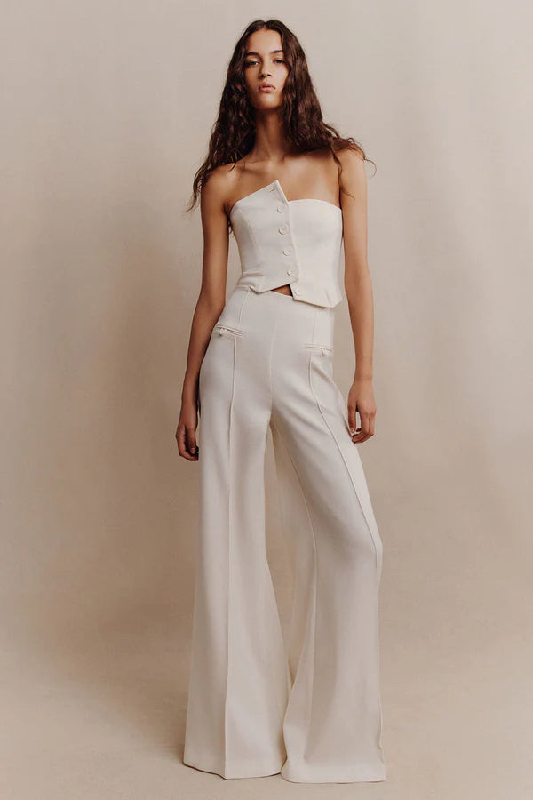 HIGH WAISTED LEG PANT AMURA -CREAM