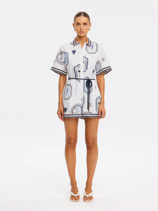 ALESSIA PLAYSUIT - CREAM/NAVY