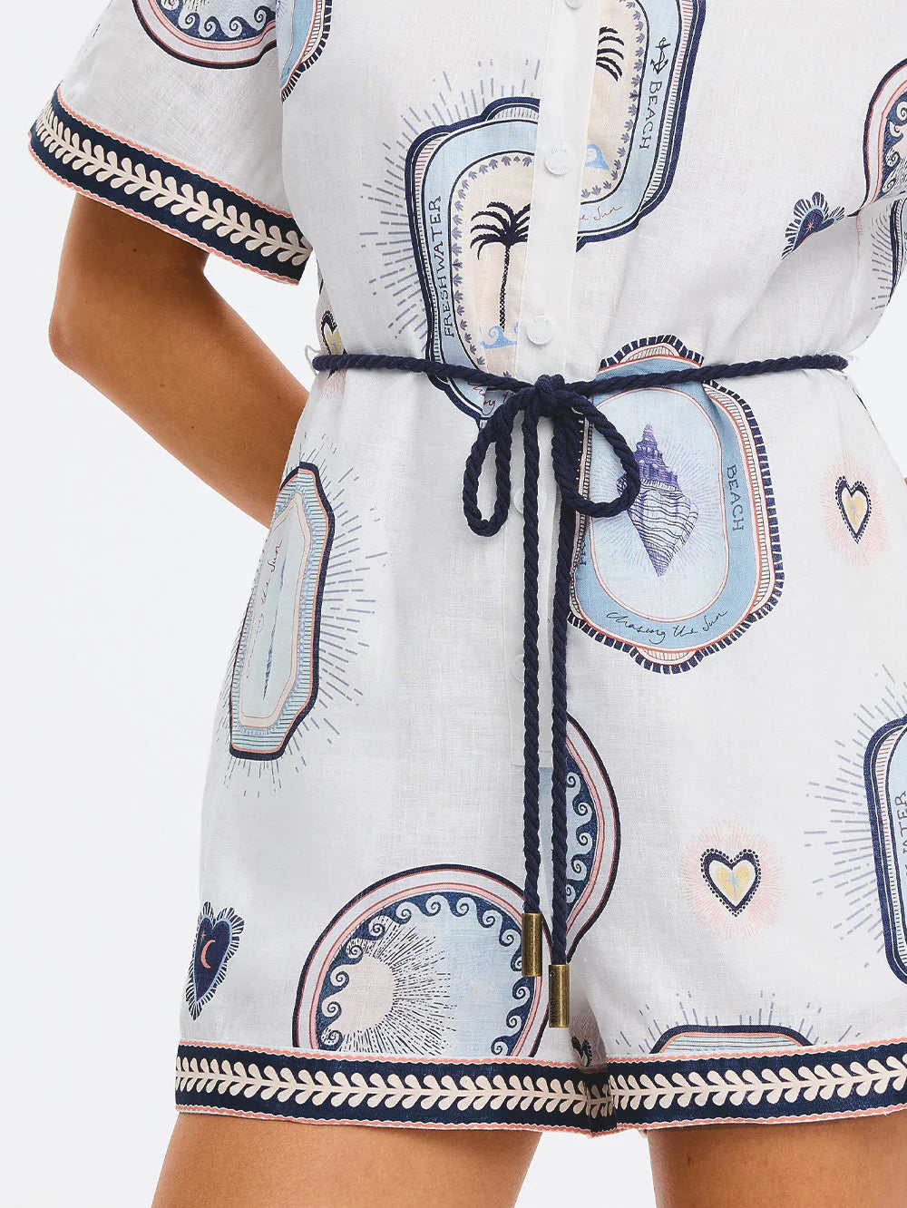ALESSIA PLAYSUIT - CREAM/NAVY