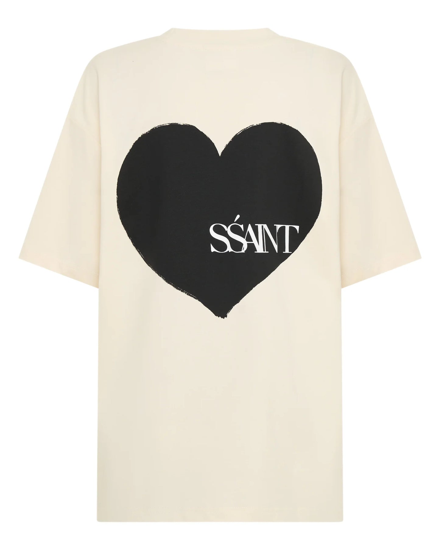 HEART TEE - CREAM W/BLACK HEART