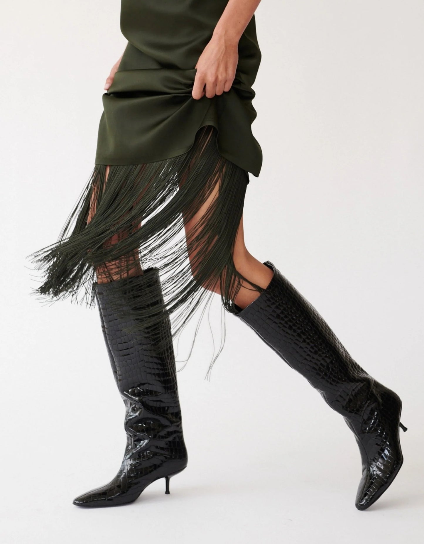 BETTINA BOOT - BLACK CROC