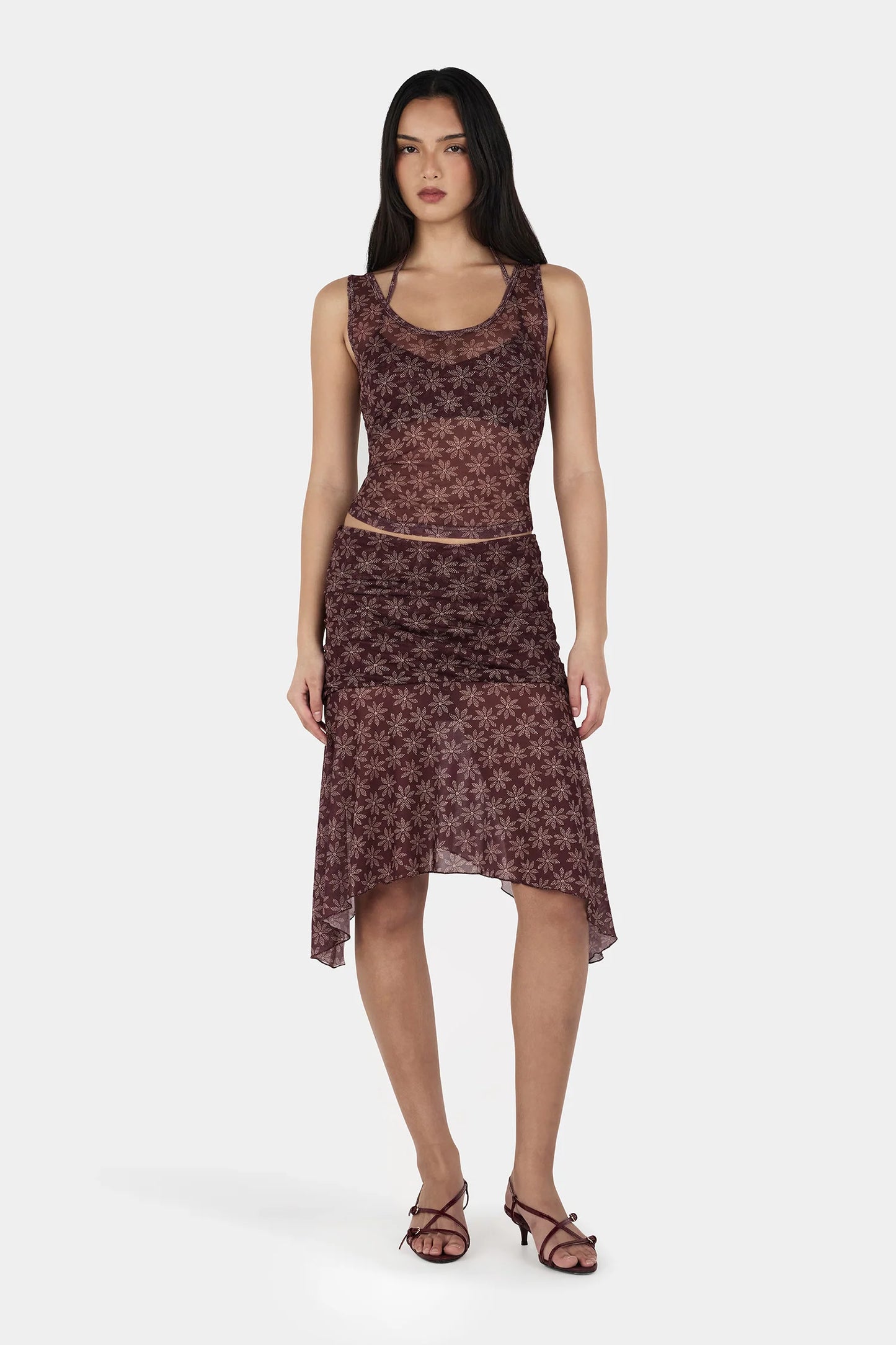 NATALIA LAYER TANK - DAISY DOT CHERRY CHOC