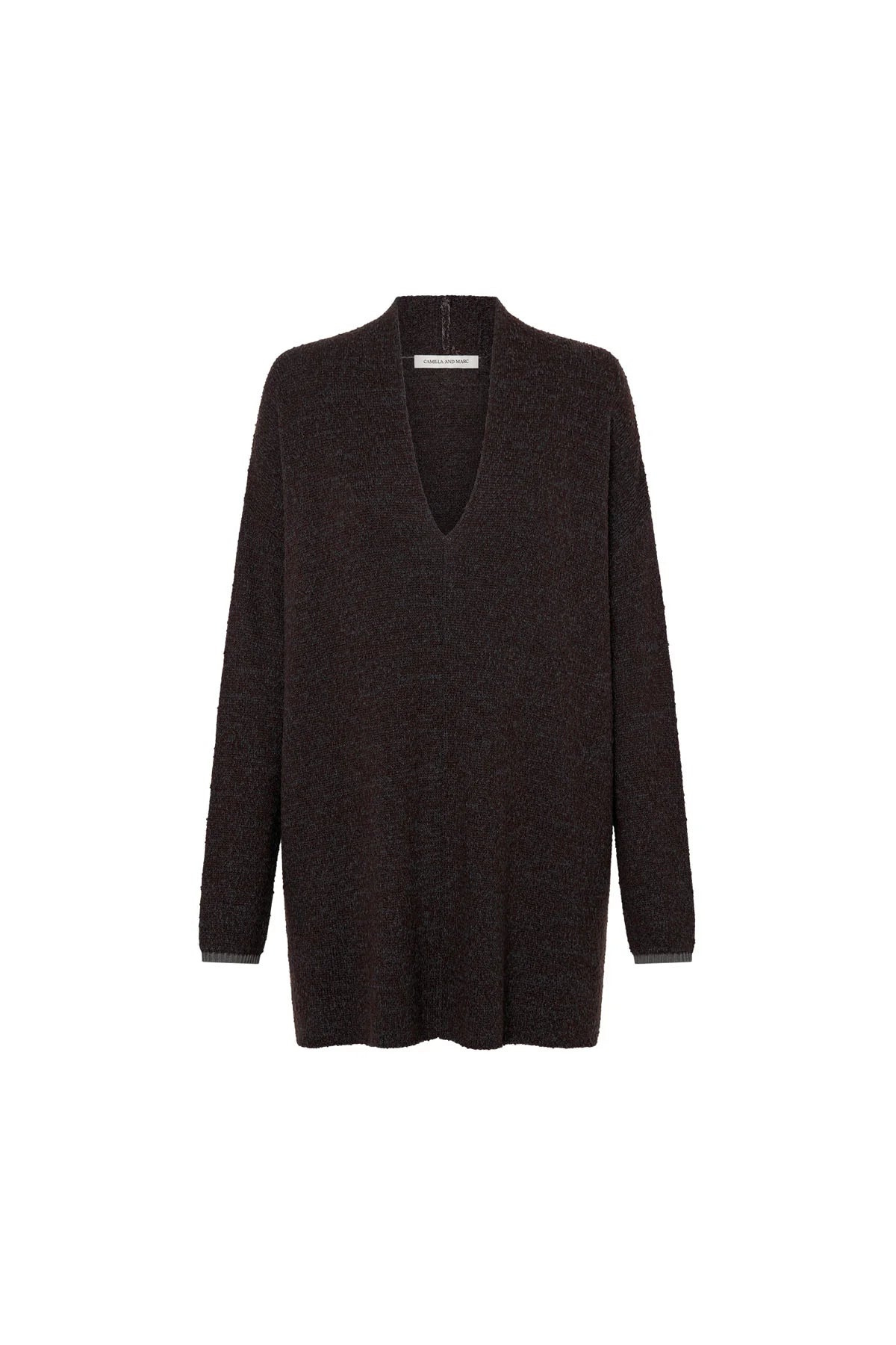 BOTTICINO DEEP V NECK SWEATER - CHOC