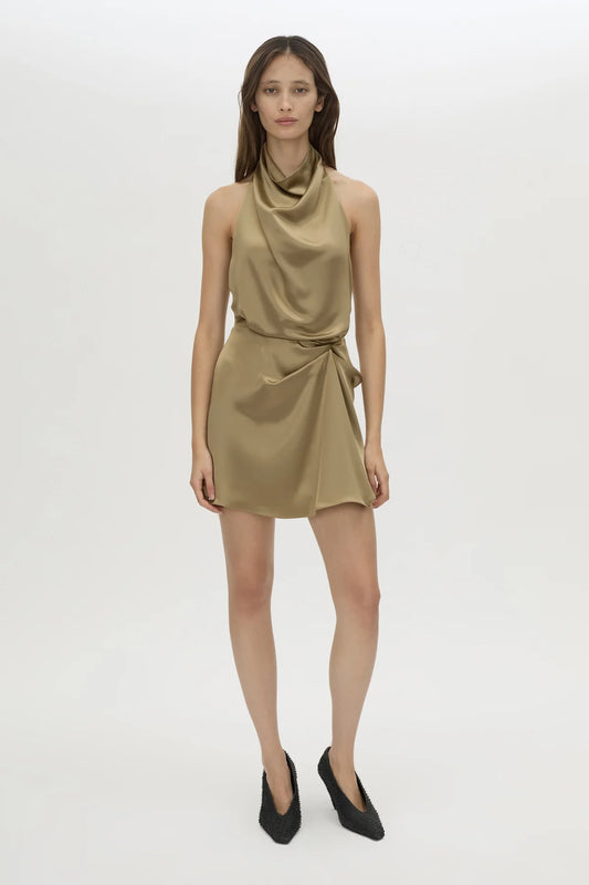 DELARA MINI DRESS - MOSS GREEN
