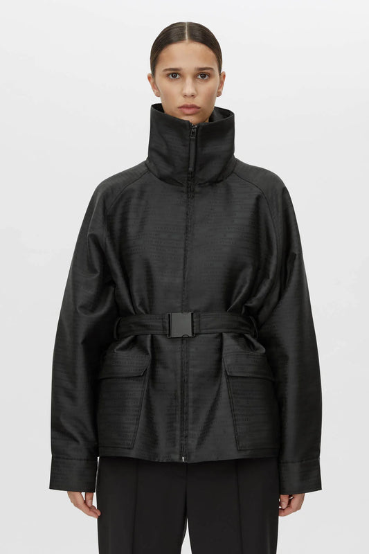 ESCHER LOGO JACQUARD PUFFER JACKET - BLACK