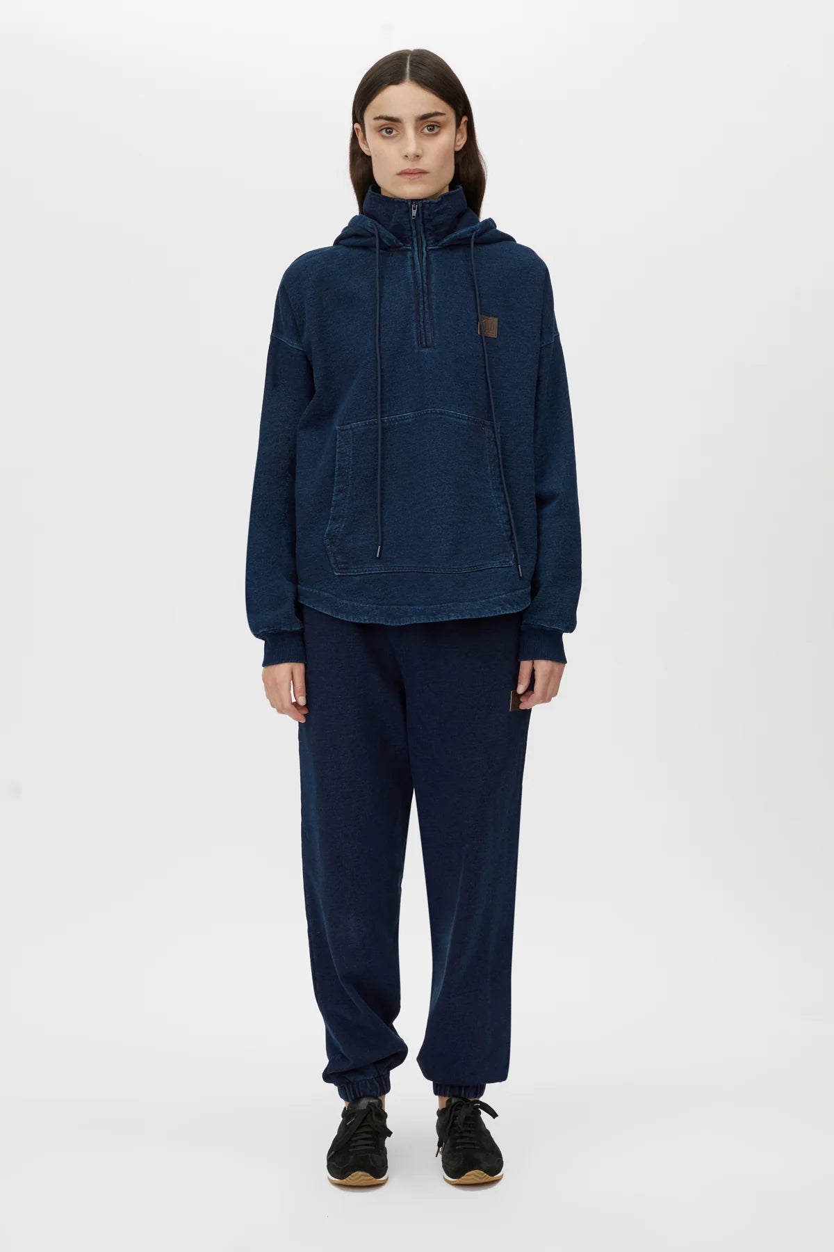 GRAVITAS ZIP UP DENIM YARN HOODIE - INK