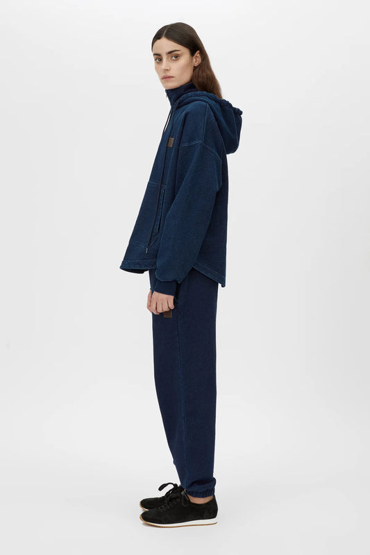 GRAVITAS ZIP UP DENIM YARN HOODIE - INK