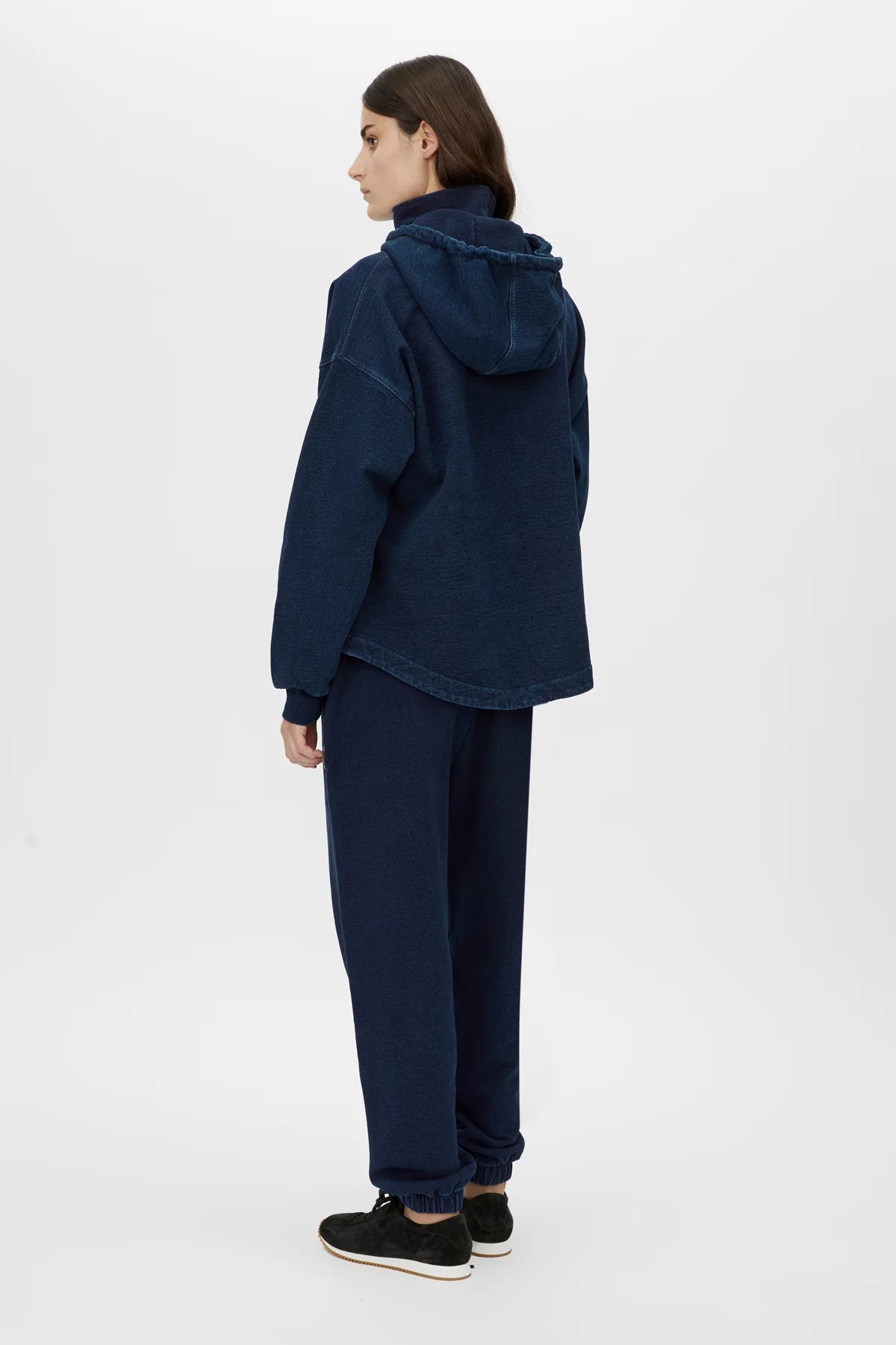 GRAVITAS ZIP UP DENIM YARN HOODIE - INK