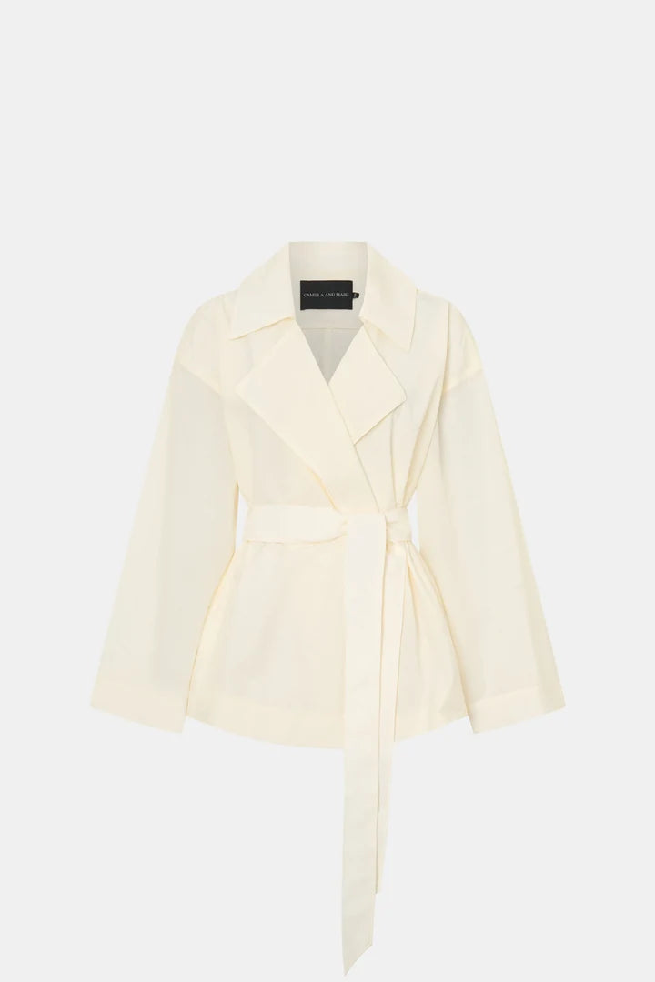 RHIA SHEER CROP TRENCH-IVORY