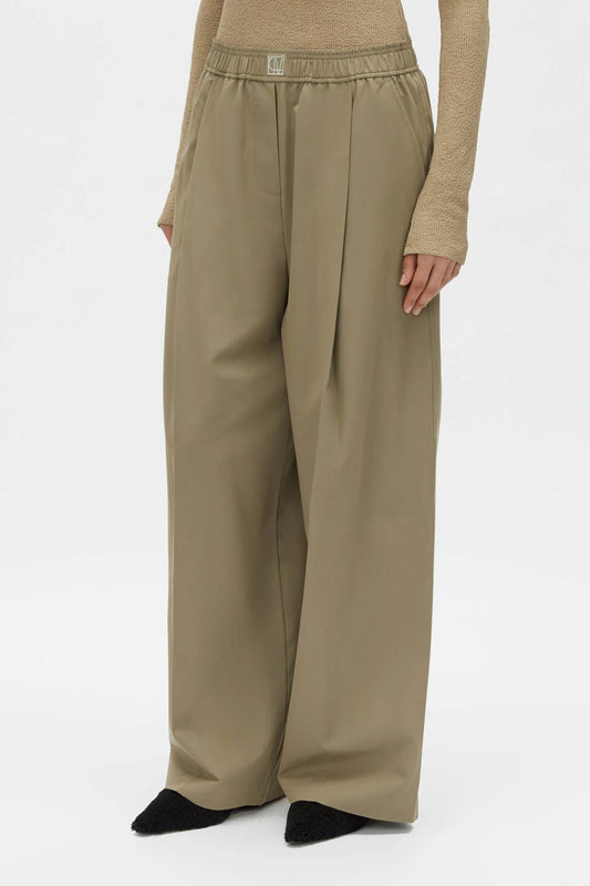 ZENO MONOGRAM ELASTIC PANT -KHAKI