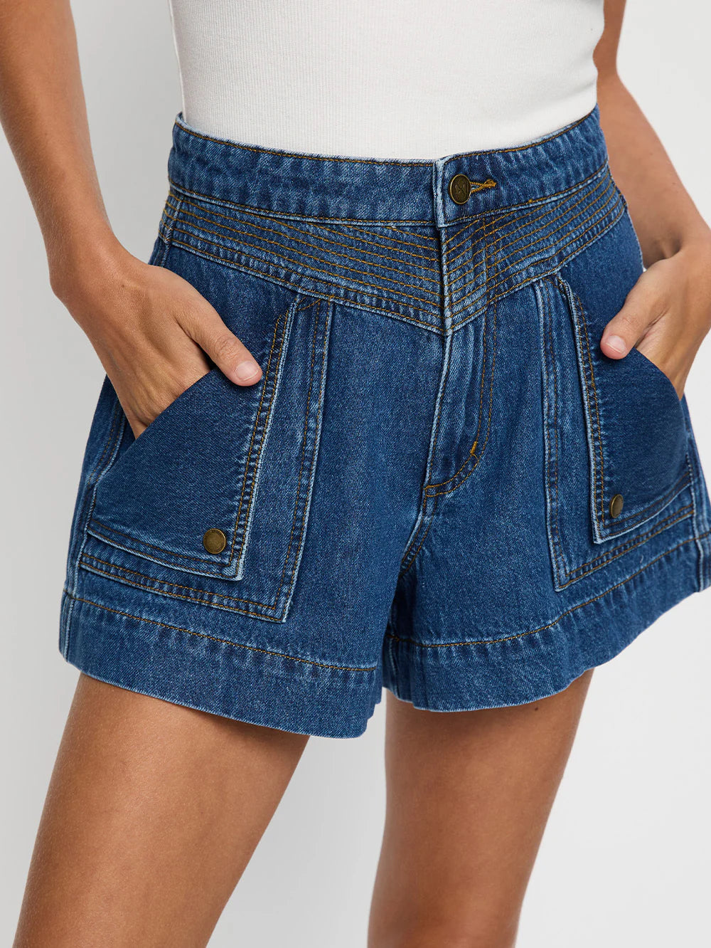 CELENE DENIM SHORT - INDIGO BLUE
