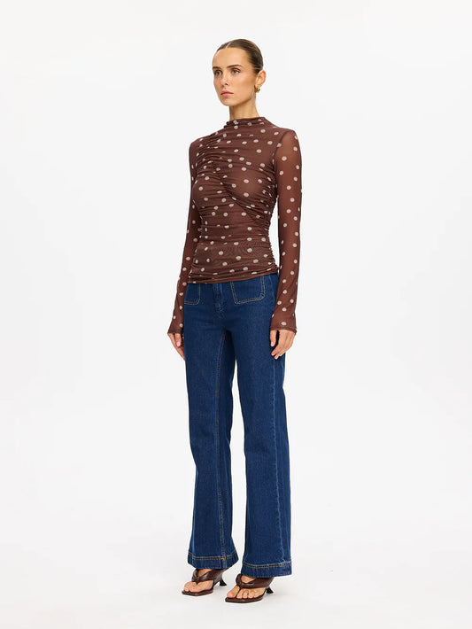 EDIE MESH TOP-BROWN (E35EDI)