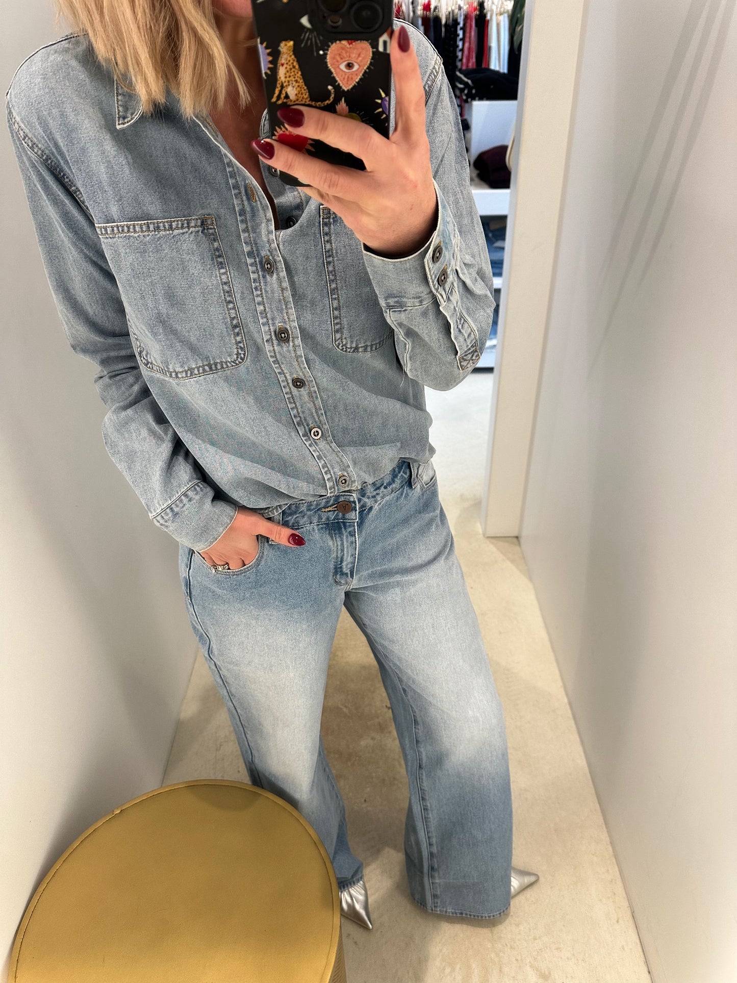 NIXIE CLASSIC FIT DENIM SHIRT - FLEETWOOD
