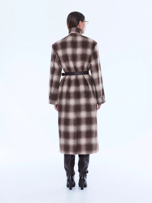 TESSA WOOL BLEND COAT-SAND CHECK