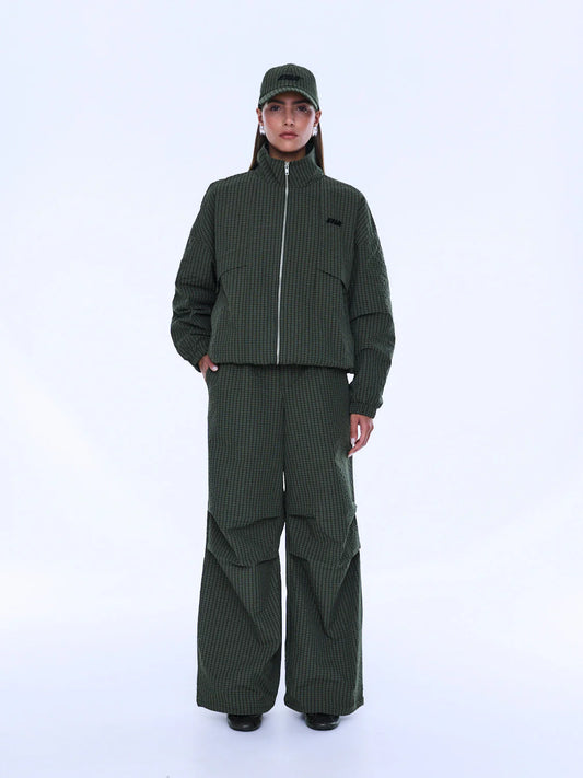 FALLON ZIP THRU JACKET - OLIVE CHECK