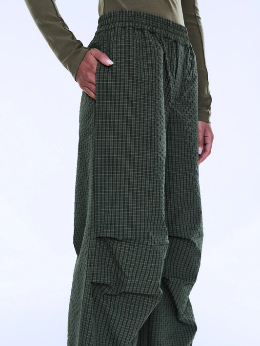 FALLON RELAXED PANT - OLIVE CHECK
