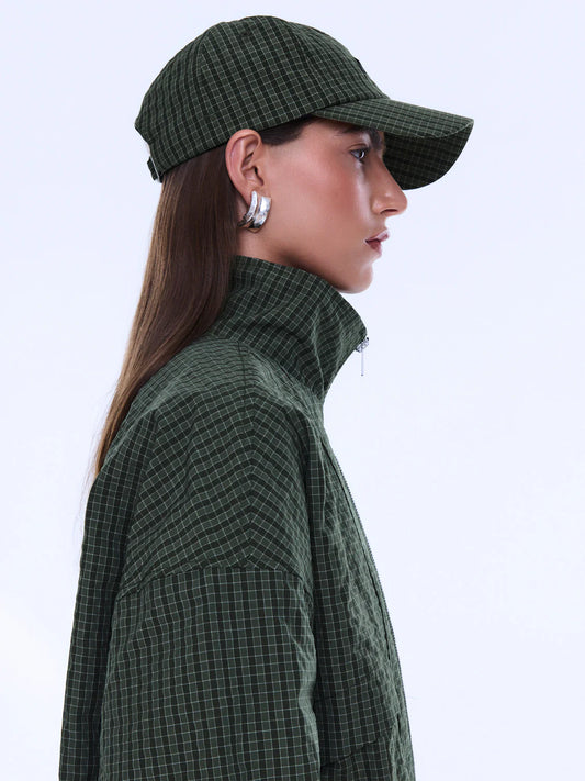 FALLON CHECK CAP - OLIVE CHECK