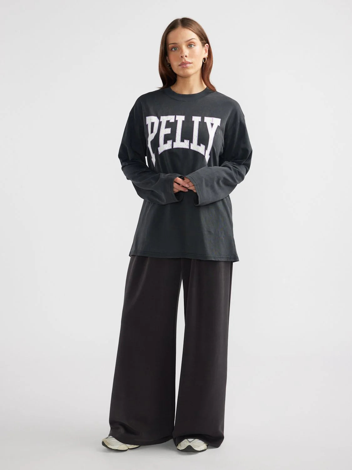 VINTAGE COLLEGIATE LONG SLEEVE TEE - VINTAGE BLACK/LAVENDER