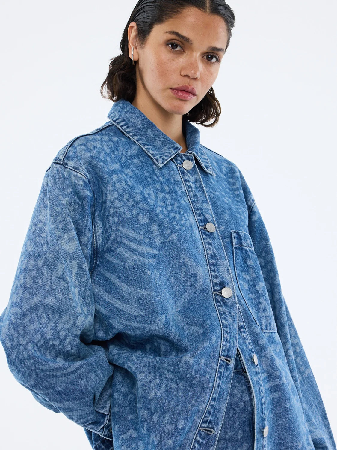 LISA DENIM SHIRT-BLUE MIXED ANIMAL