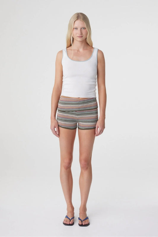 TOVE SHORT -OLIVE STRIPE