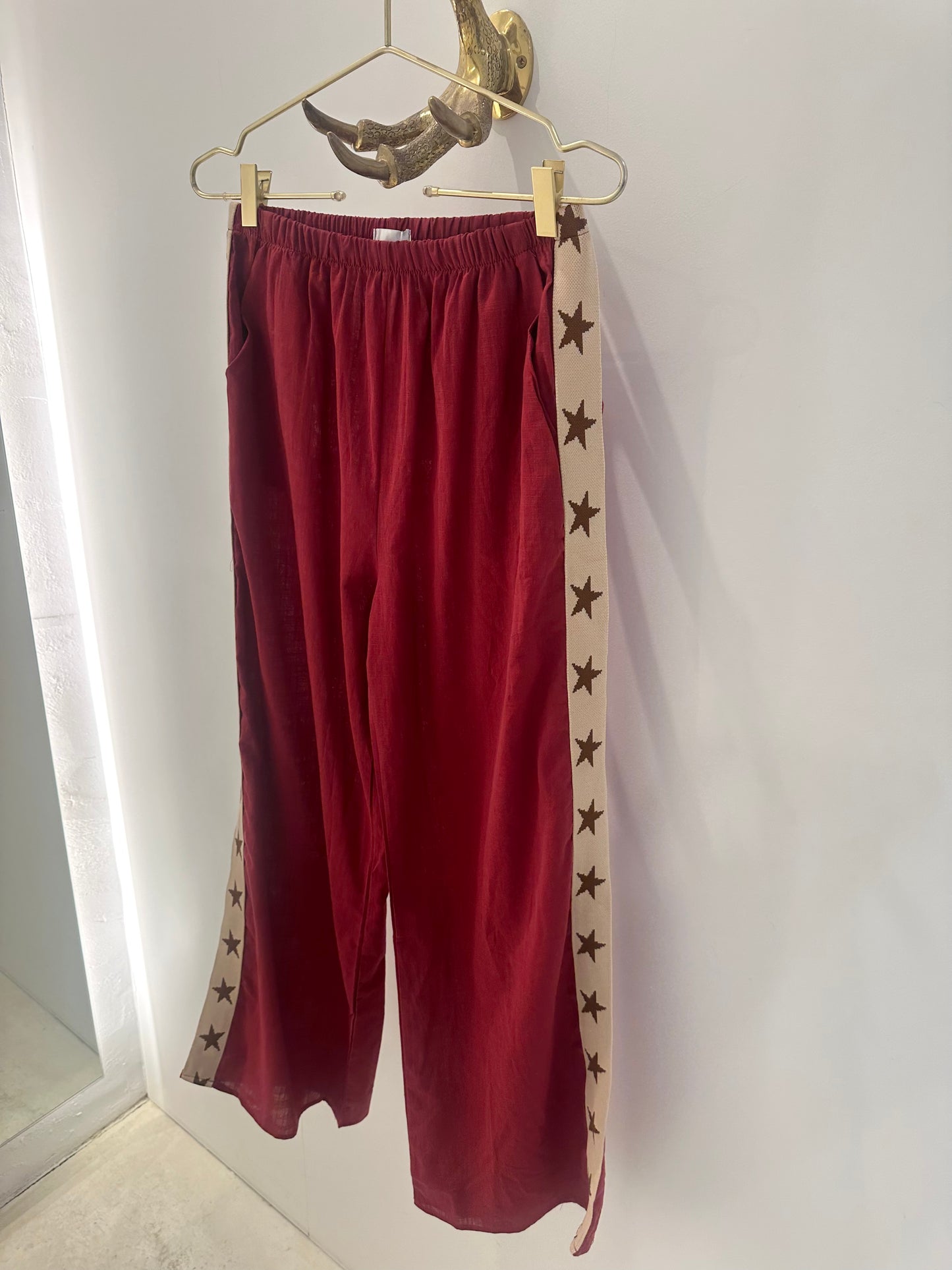 680-1 BROWN STAR RACER PANTS - BURG