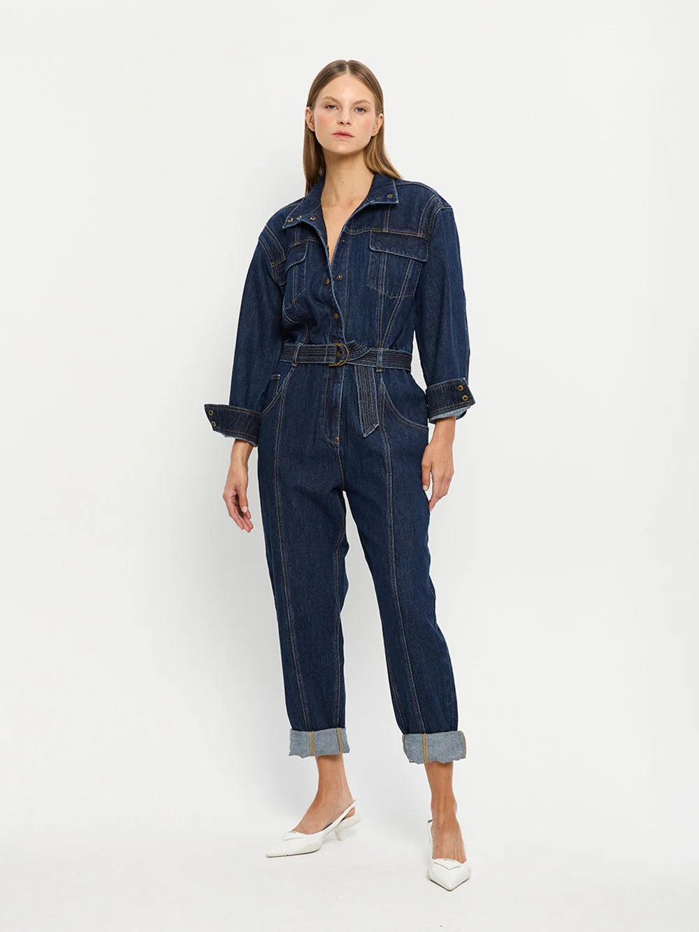 JOELLE DENIM JUMPSUIT- AZURE