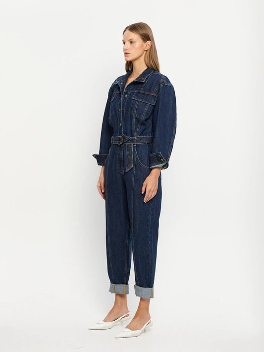 JOELLE DENIM JUMPSUIT- AZURE