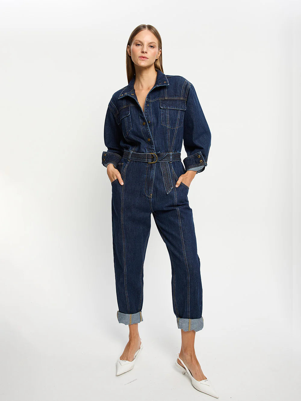 JOELLE DENIM JUMPSUIT- AZURE