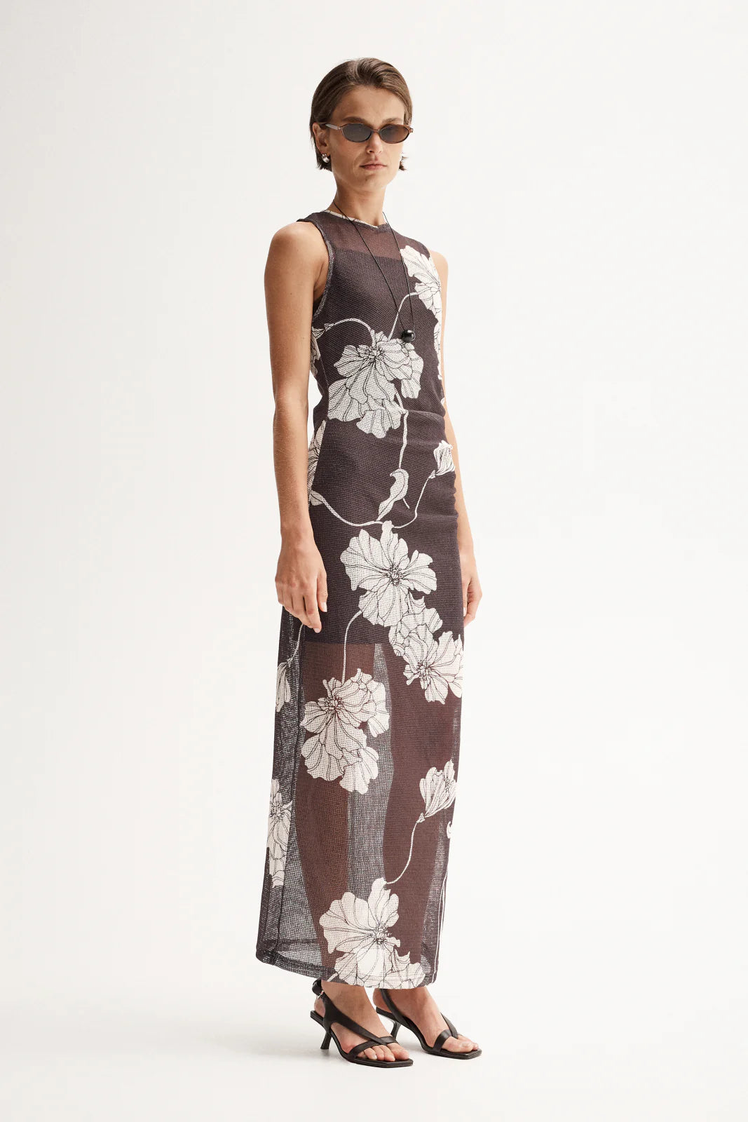 LILIAN MAXI DRESS - CHOCOLATE FLORAL PRINT