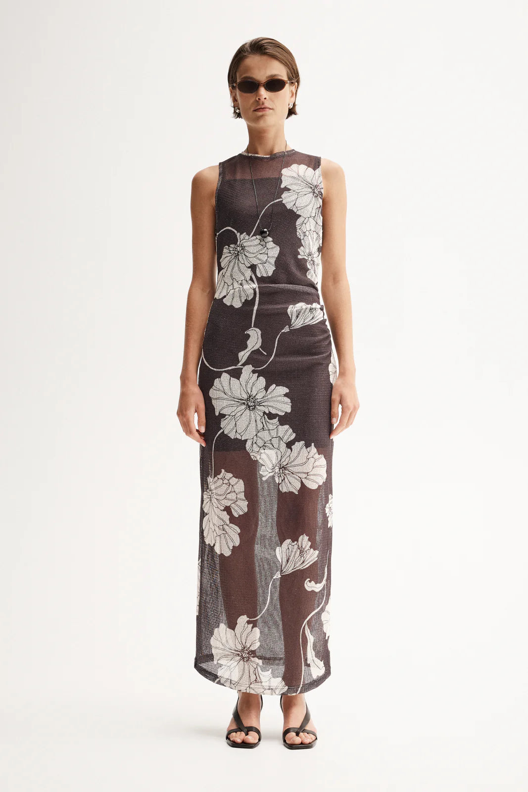 LILIAN MAXI DRESS - CHOCOLATE FLORAL PRINT