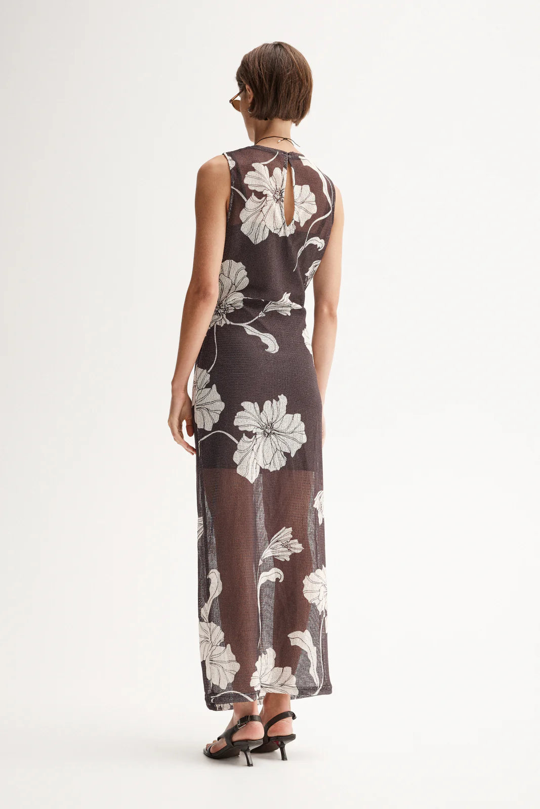LILIAN MAXI DRESS - CHOCOLATE FLORAL PRINT