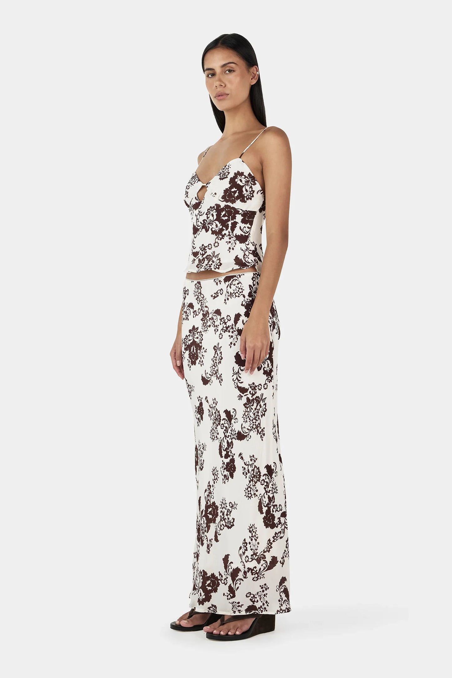 MARLI SLIP SKIRT - CRÃME FLORAL