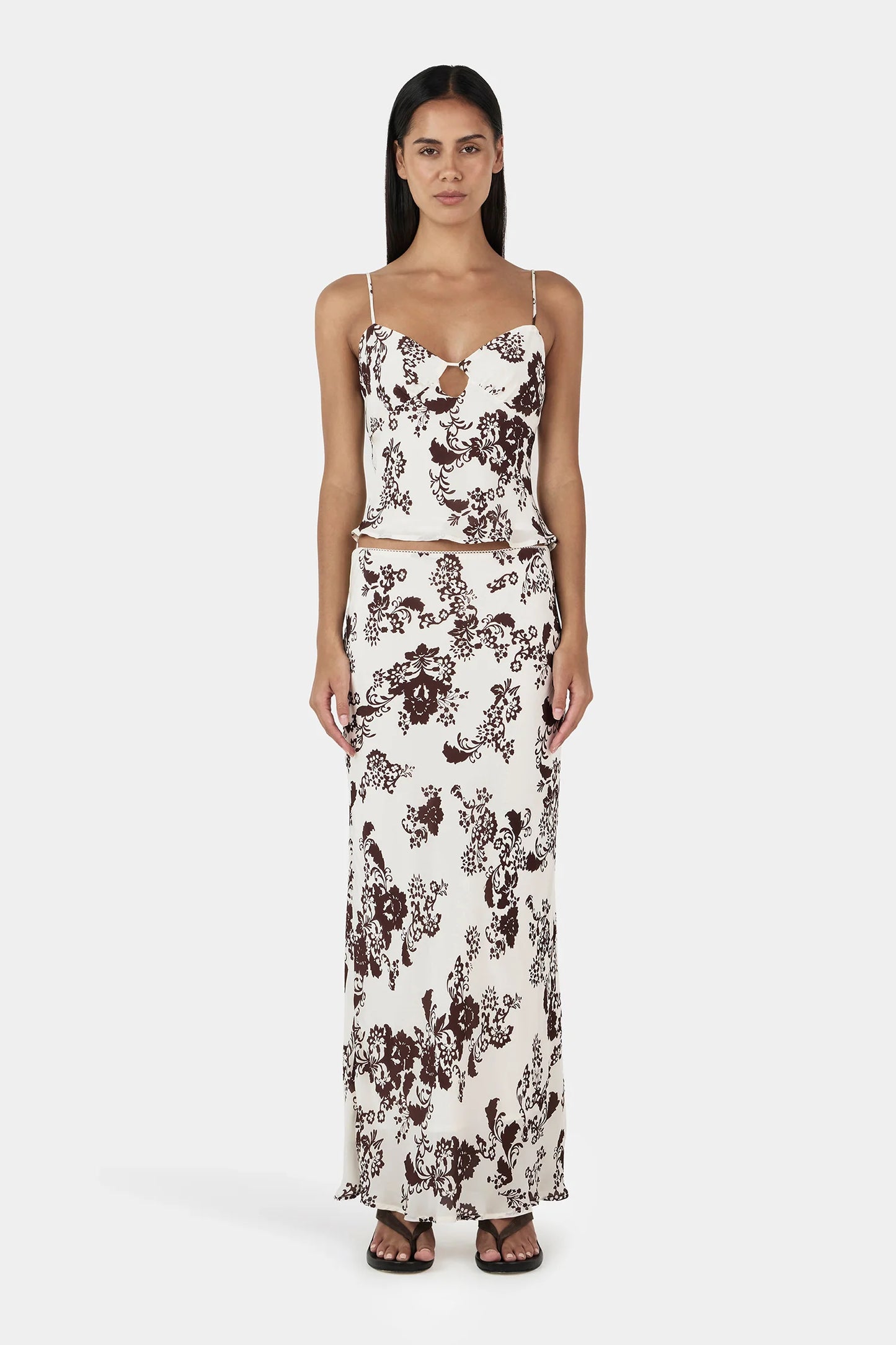 MARLI SLIP SKIRT - CRÃME FLORAL