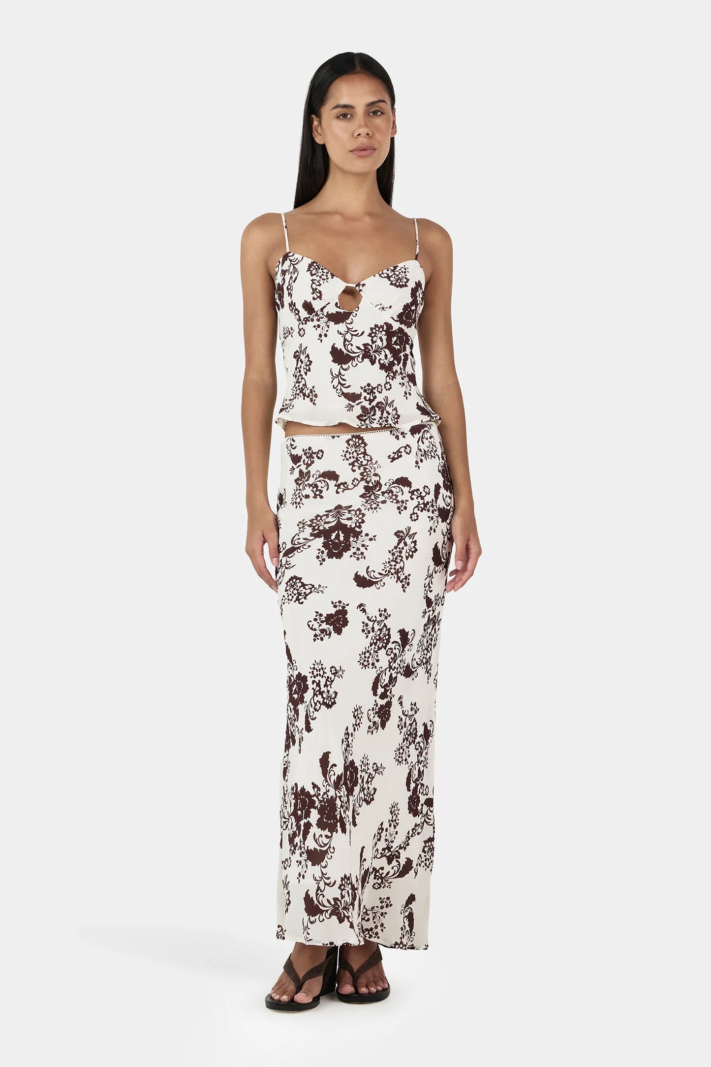 MARLI SLIP SKIRT - CRÃME FLORAL