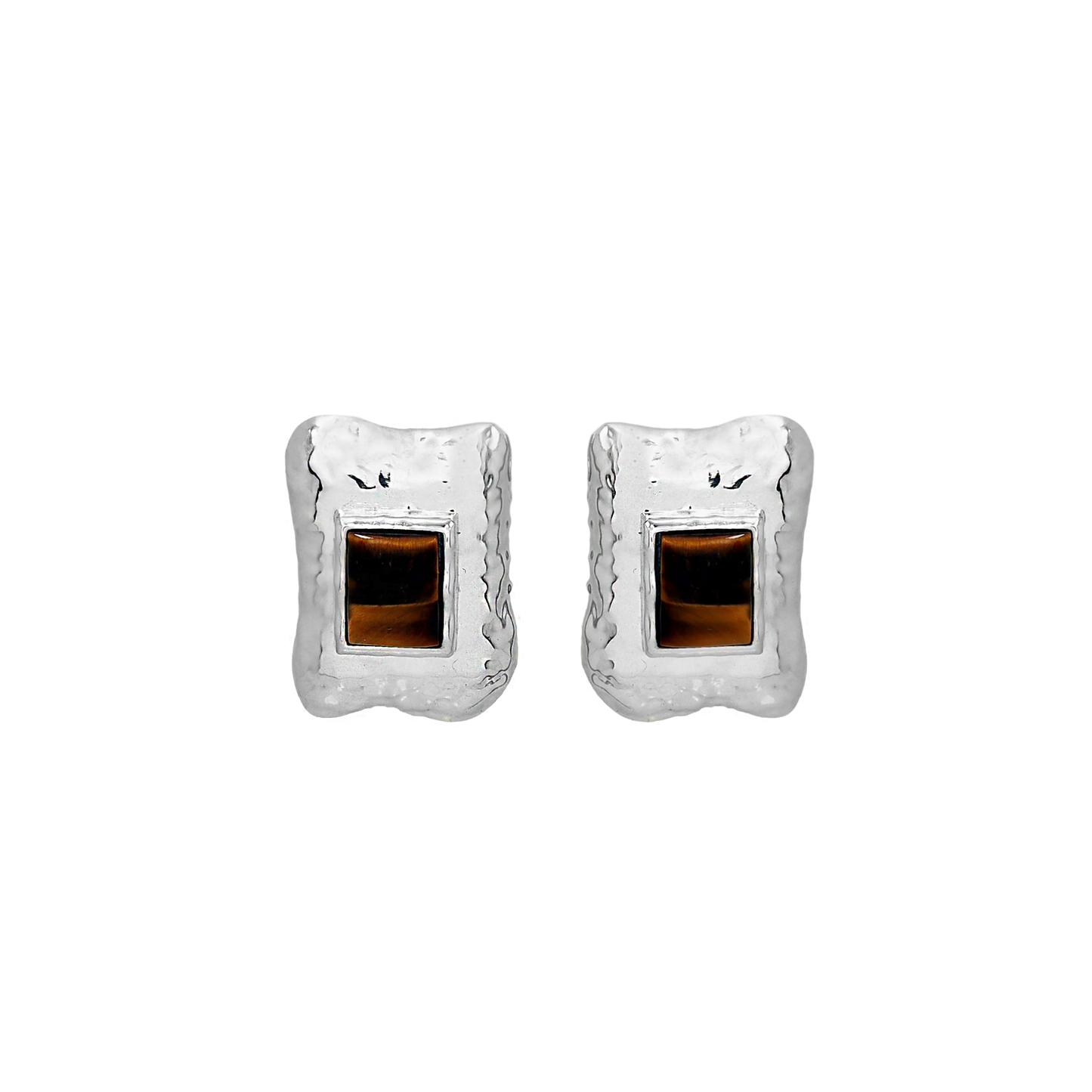 KAURI EARRINGS - SILVER TIGER EYE