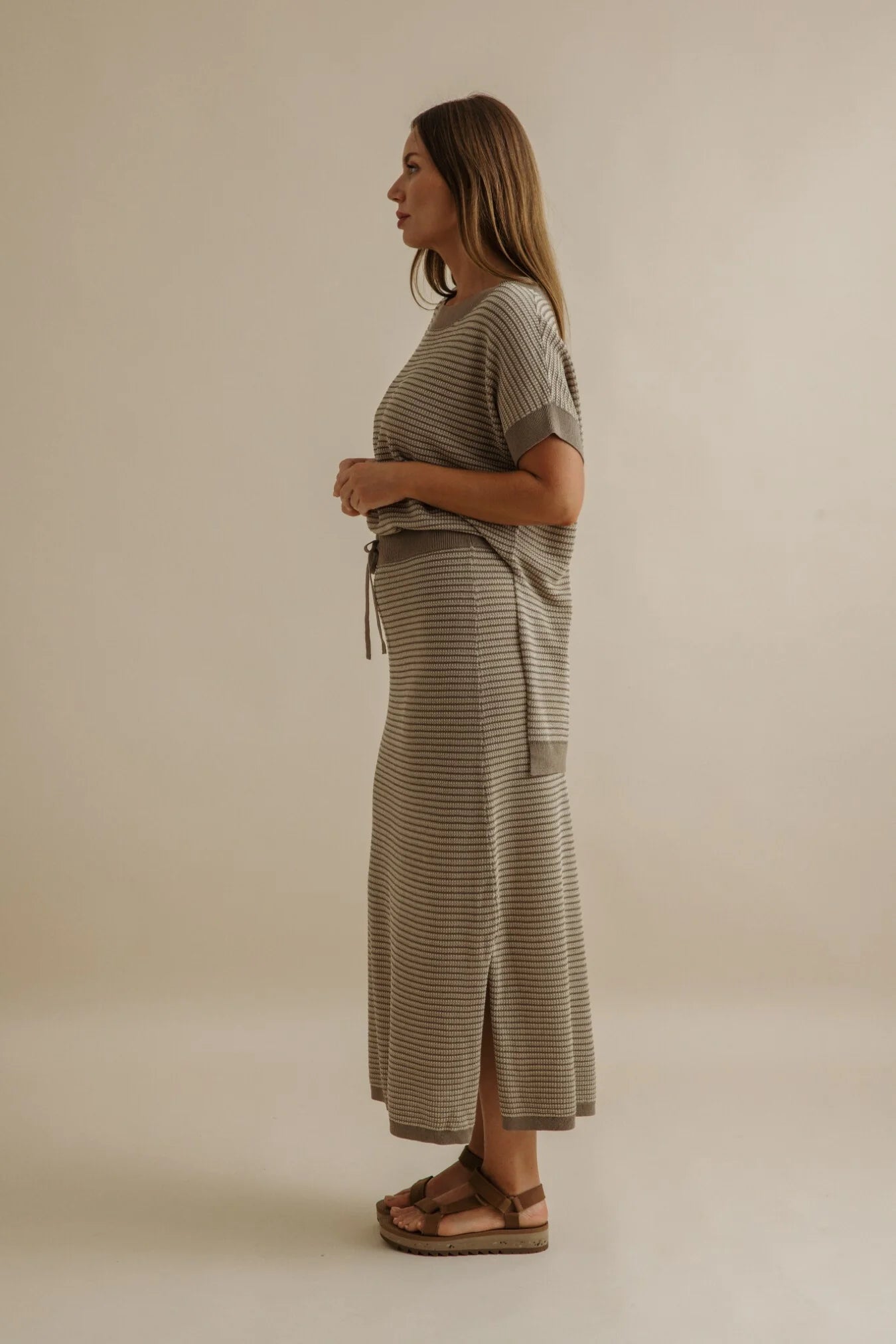 9SKF201 LATTICE SKIRT-KHAKIXGOLD
