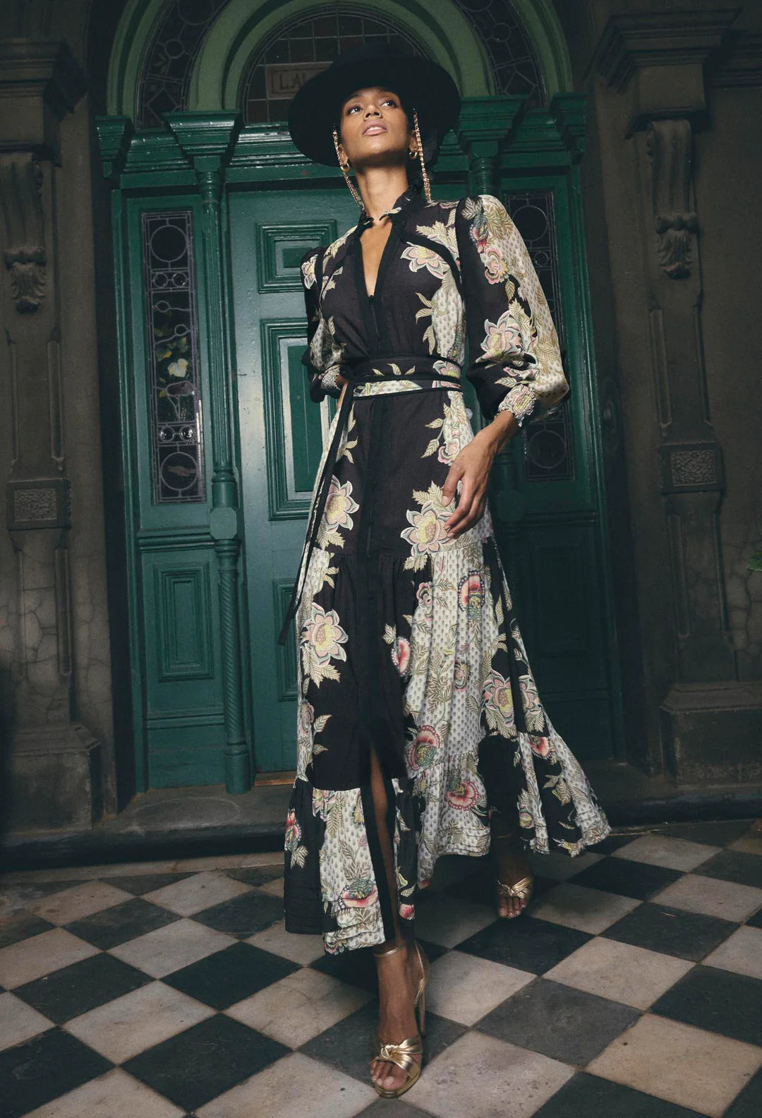 ESPADA PLACEMENT PRINT MAXI DRESS