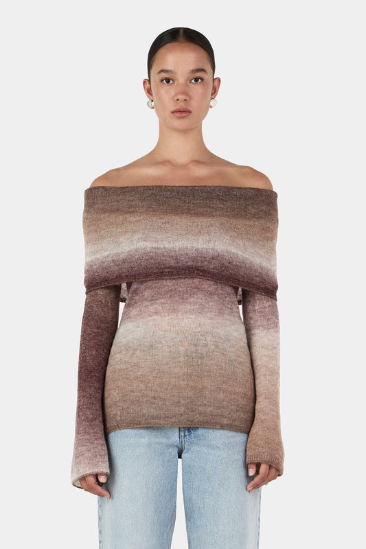 NAZIREE KNIT TOP - MOCHA MARLE